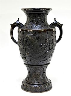 LG Japanese Meiji Period Archaic Style Bronze Vase