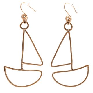 Pair of Bronze Sailboat Earrings, Sonia Boyajian