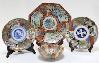 4 Japanese Imari Porcelain Bowl & Plate Articles