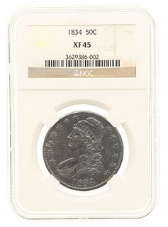 1834 US SILVER CAPPED BUST HALF DOLLAR COIN NGC XF45