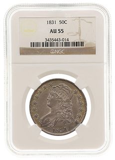 1831 US SILVER CAPPED BUST HALF DOLLAR COIN NGC AU55