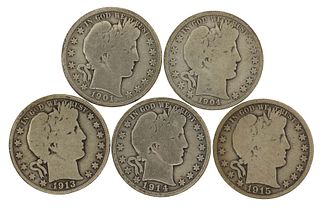 KEY DATES 1901-1915 BARBER SILVER 50C HALF DOLLAR COINS