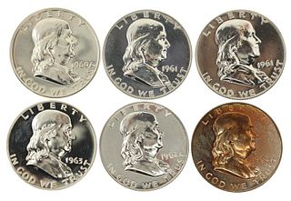 1960 - 1963 US SILVER FRANKLIN 50C PROOF COINS