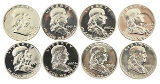 1956 - 1963 US SILVER FRANKLIN 50C PROOF COINS