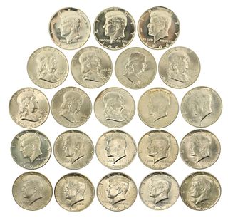 US SILVER KENNEDY & FRANKLIN 50C COINS - $11 FACE