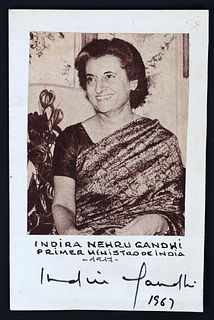 INDIA PRIME MINISTER INDIRA NEHRU GANDHI AUTOGRAPH