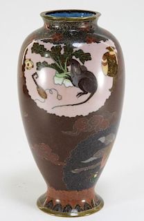 Japanese Cloisonne & Ginbari Diminutive Rat Vase