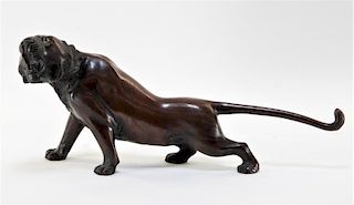 Japanese Meiji Period Bronze Sculpture of a Tiger