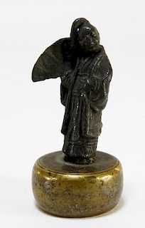 Japanese Bronze Miniature Figure of an Immortal