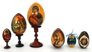RUSSIAN ORTHODOX HAND-PAINTED WOODEN EGGS 