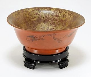 FINE Japanese Export Gilt Lacquer Wood Bowl