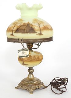 FENTON HAND PAINTED TABLE LAMP 