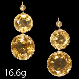 LARGE CITRINE TWO STONE EARRINGS