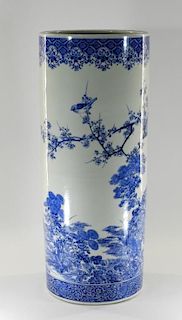 Japanese Blue & White Porcelain Umbrella Stand