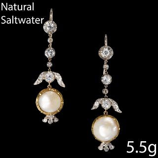 ANTIQUE VICTORIAN PEARL AND DIAMOND EARRINGS