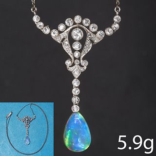 OPAL AND DIAMOND PENDANT NECKLACE