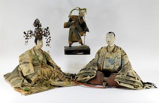 3 Japanese Meiji Period Gofun Boys Day Dolls