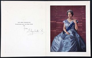 1968 ELIZABETH QUEEN MOTHER SIGNED CHRISTMAS CARD