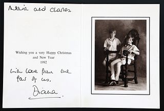 1992 PRINCESS DIANA SIGNED CHRISTMAS CARD