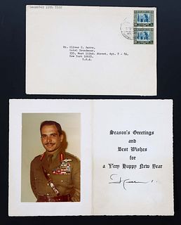 1966 KING HUSSEIN OF JORDAN SIGNED HOLIDAY CARD