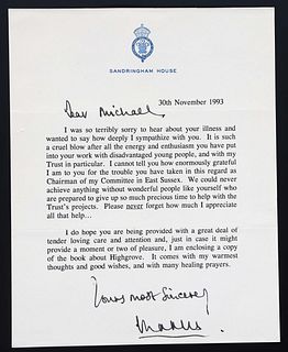 1993 KING CHARLES III LS AUTOGRAPH LETTER