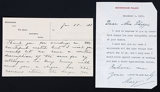 QUEEN CONSORT MARY OF TECK MEMO & AUTOGRAPH LETTER