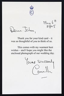 QUEEN CONSORT CAMILLA AUTOGRAPHED TYPED LETTER