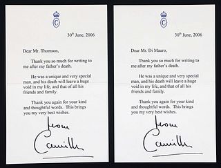 QUEEN CONSORT CAMILLA AUTOPEN SIGNED LETTERS