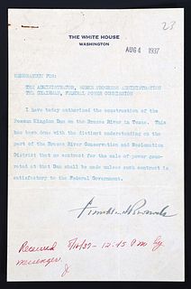 US PRESIDENT FRANKLIN D ROOSEVELT SIGNED TL 1937