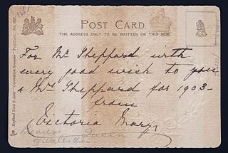 1902 VICTORIA MARY OF TECK SIGNED CORONATION POST CARD