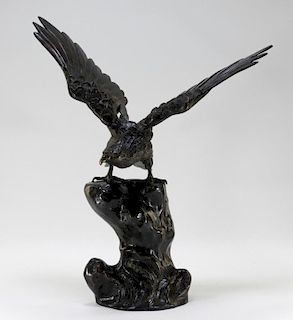 Japanese Meiji Period Bronze Eagle Sculpture