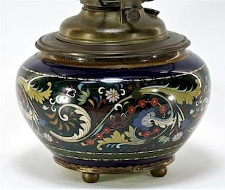 Japanese Bradley & Hubbard Cloisonne Vase Oil Lamp