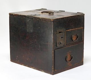 19C Japanese Calligrapher's Wood Compartmented Box