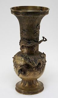 Japanese Meiji Period Bronze Archaic Dragon Vase