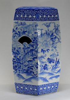 19C Japanese Porcelain Blue & White Garden Seat