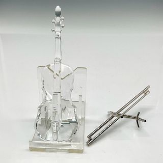 Swarovski Crystal Figurine, Violin with Bow + Stand