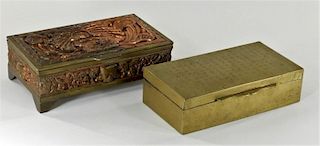 Japanese Incised Brass Box & Pre Columbian Box