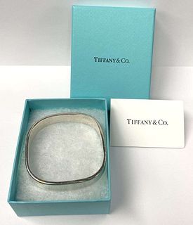 Tiffany & Co. 1837 Square Cushion Bangle Bracelet .925 Sterling Silver
