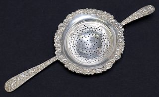 S. KIRK & SON REPOUSSE STERLING SILVER OVERCUP TEA STRAINER