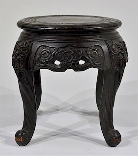 Japanese Meiji Period Black Lacquer Pedestal Table