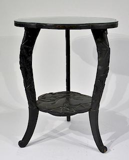Japanese Meiji Period Black Lacquer Wood Table