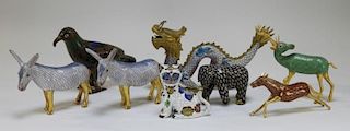 8 Chinese Cloisonne Enamel Animal Figures
