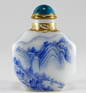 Chinese White Peking Glass Octagonal Snuff Bottle