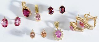 Group of Gold and Pink Gemstone Jewelry