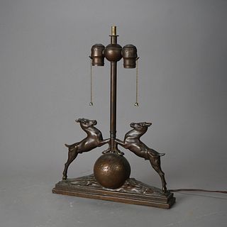 Antique Art Deco Bronzed Metal Figural Table Lamp circa 1920