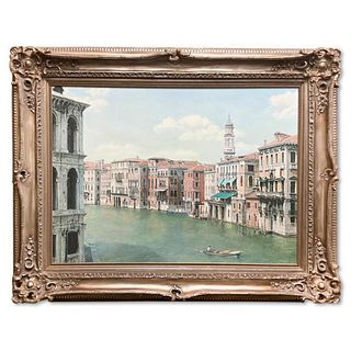 Igor Shterenberg, "Venezia Canal Grande" Framed Original Oil Painting on Canvas, Hand Signed with Letter of Authenticity.