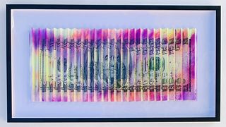 E.M. Zax- Unique 3D mixed media "$100 Bill"