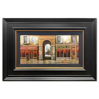 Alexander Alexandrovitch, "Brasserie Bar a Vins" Framed Original Oil Painting on Canvas, Hand Signed with Letter of Authenticity.