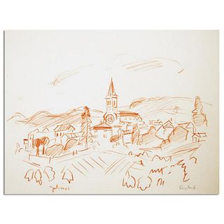 Wayne Ensrud "View Of Julienas In Beaujolais, France" Mixed Media Original Artwork with COA.