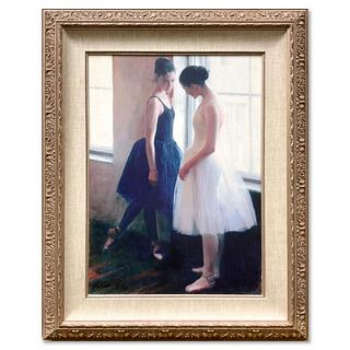 Wu Jian, "Two Ballerinas" Framed Limited Edition on Canvas, Numbered 31/90 and Hand Signed with Letter of Authenticity